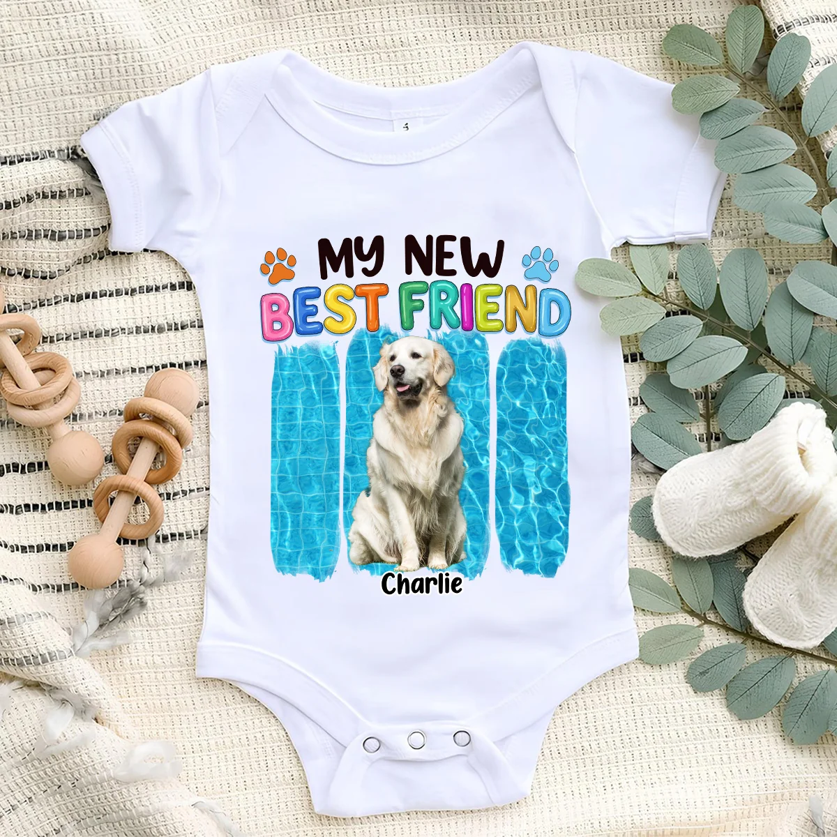 Summer Dog Best Friend Photo - Personalized Custom Baby Onesie