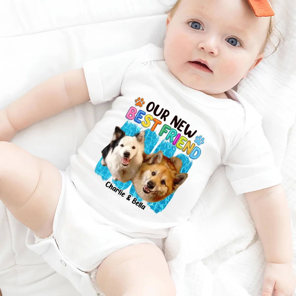 Summer Dog Best Friend Photo - Personalized Custom Baby Onesie - Image 2
