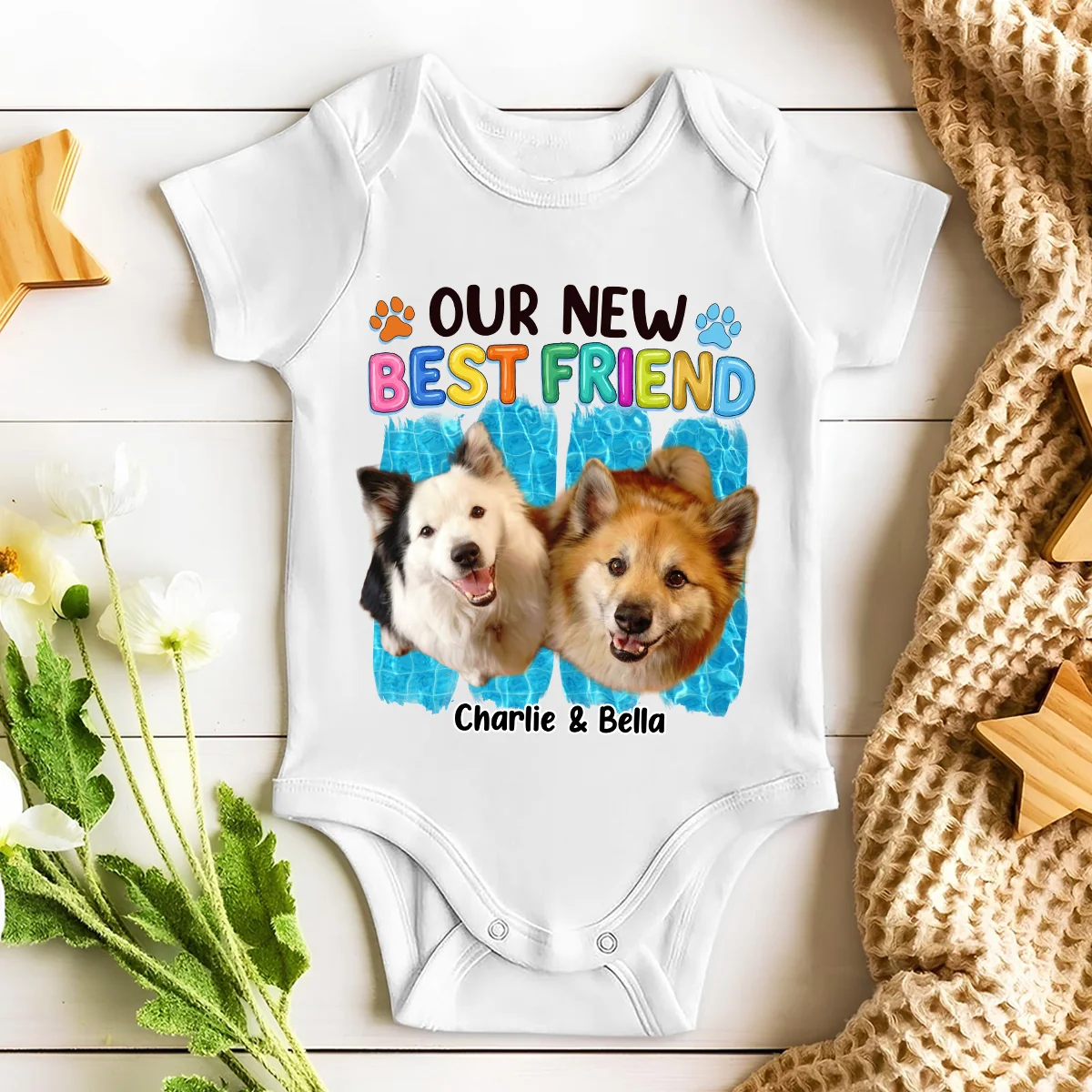 Summer Dog Best Friend Photo - Personalized Custom Baby Onesie - Image 3