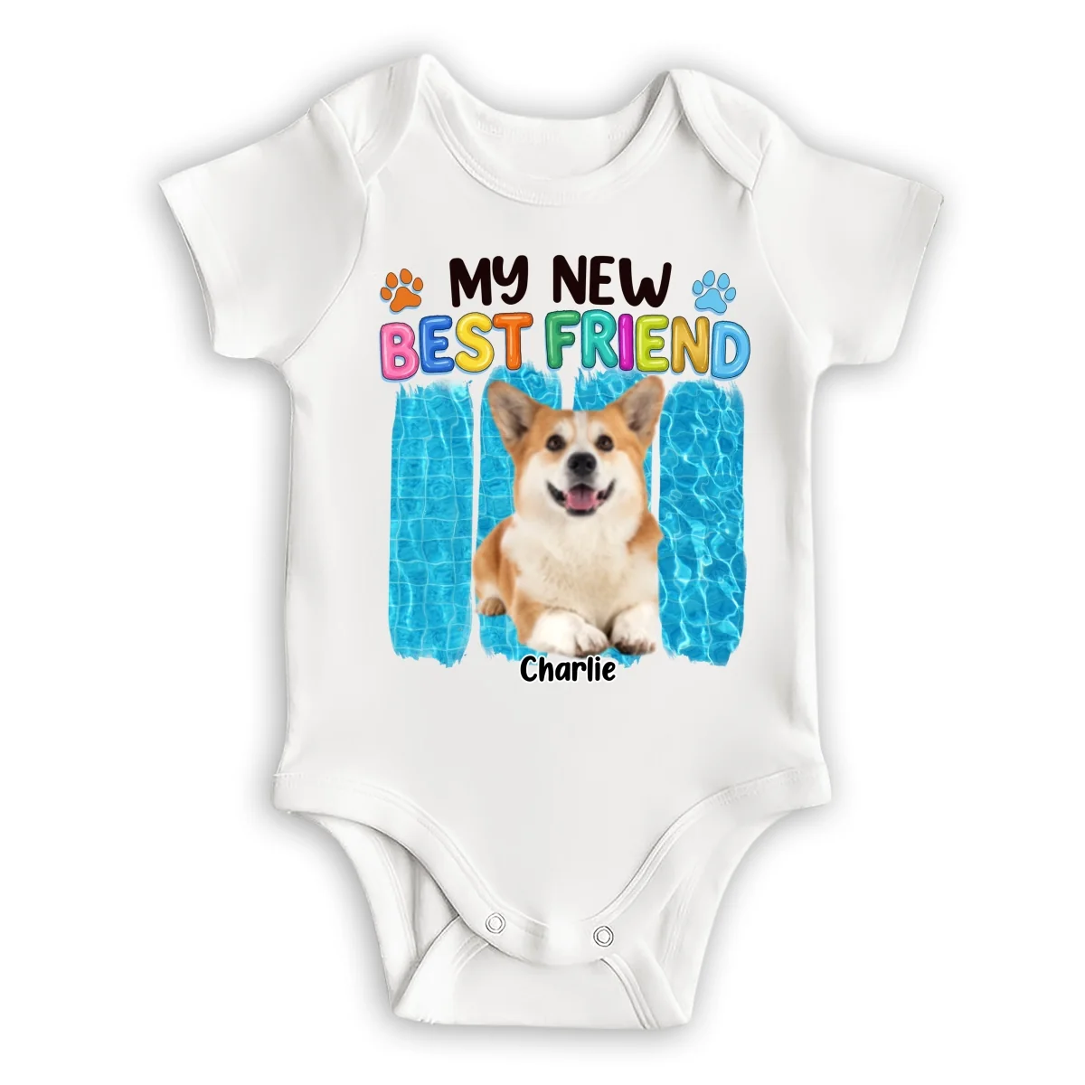 Summer Dog Best Friend Photo - Personalized Custom Baby Onesie - Image 4