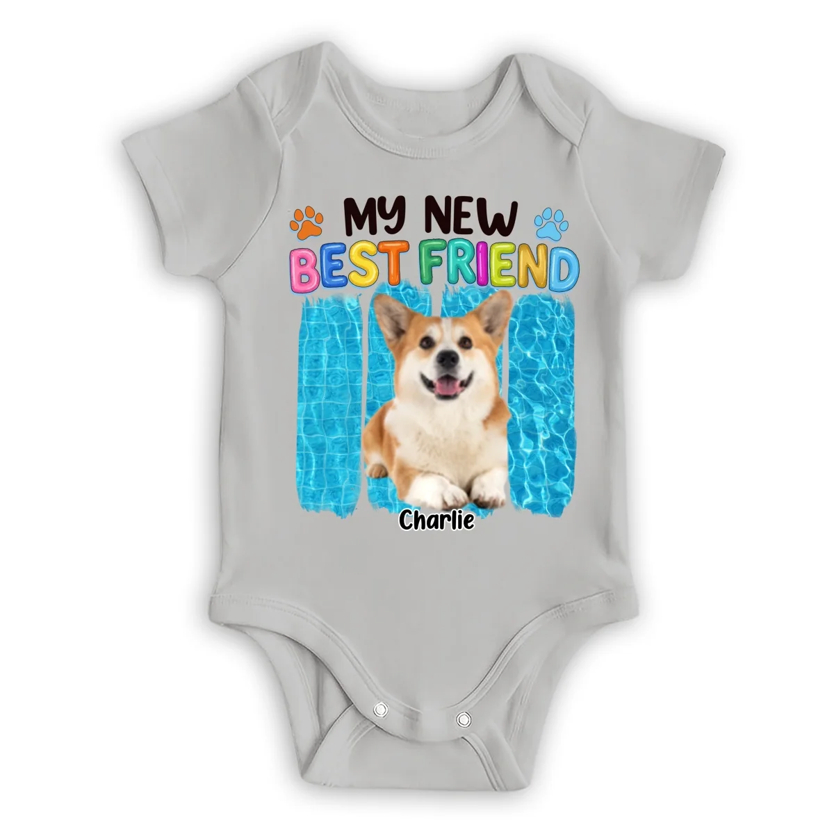 Summer Dog Best Friend Photo - Personalized Custom Baby Onesie - Image 5