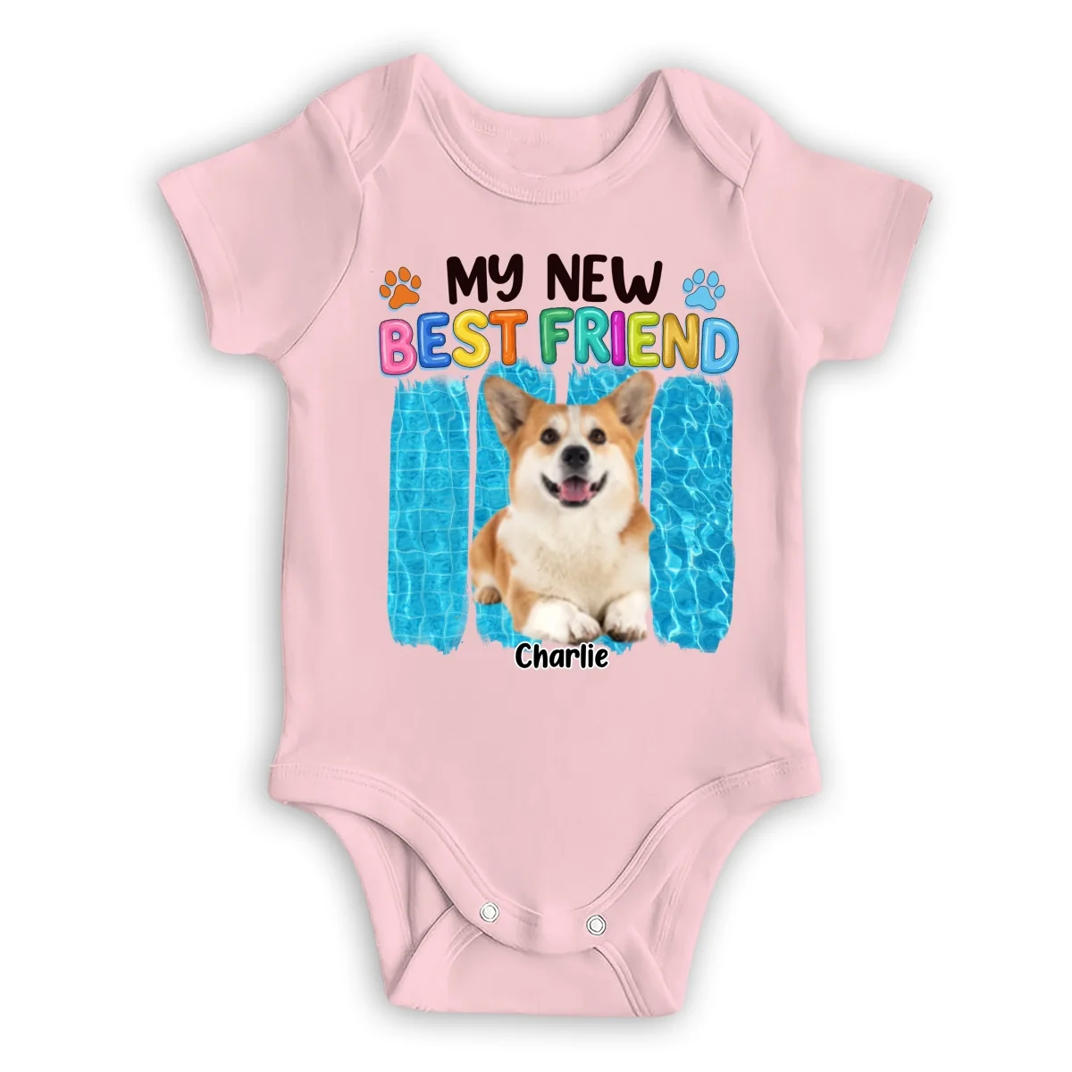 Summer Dog Best Friend Photo - Personalized Custom Baby Onesie - Image 7