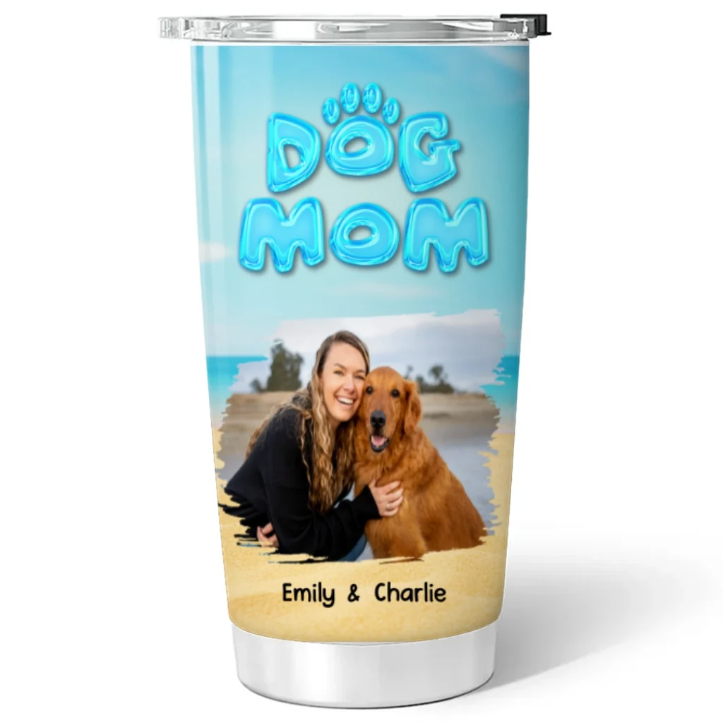 Summer Dog Mom Photo - Personalized Custom Tumbler - Image 3