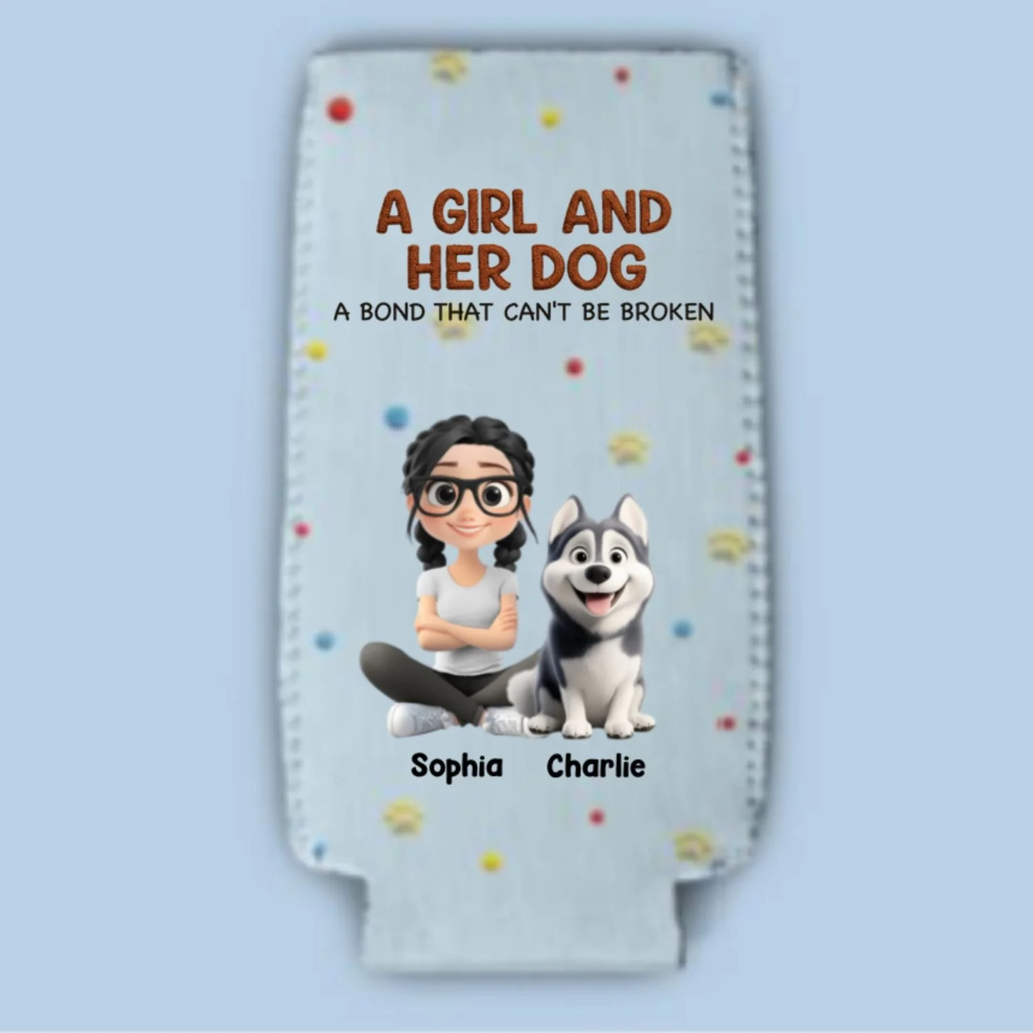 Summer Girl And Dogs - Personalized Custom Skinny Can Cooler - Image 8