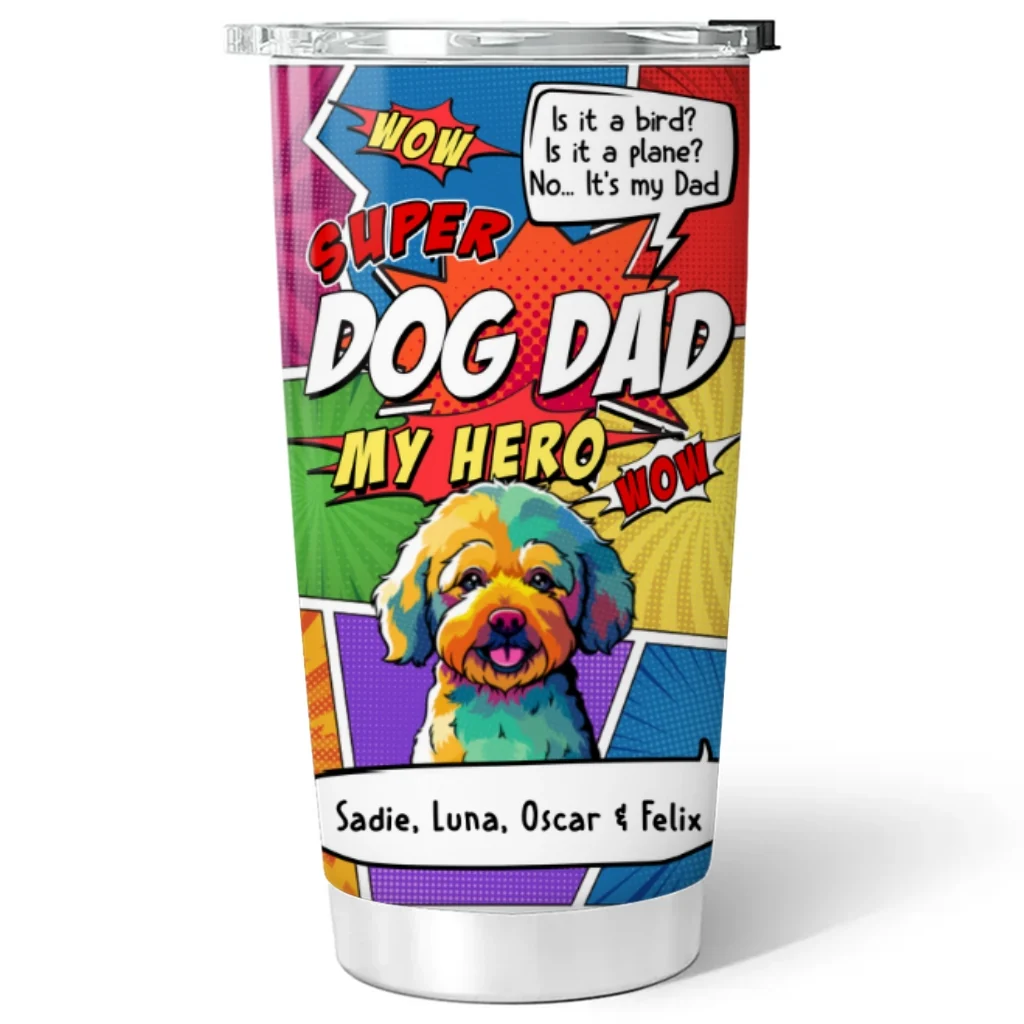 Super Dog Dad - Personalized Custom Tumbler - Image 4