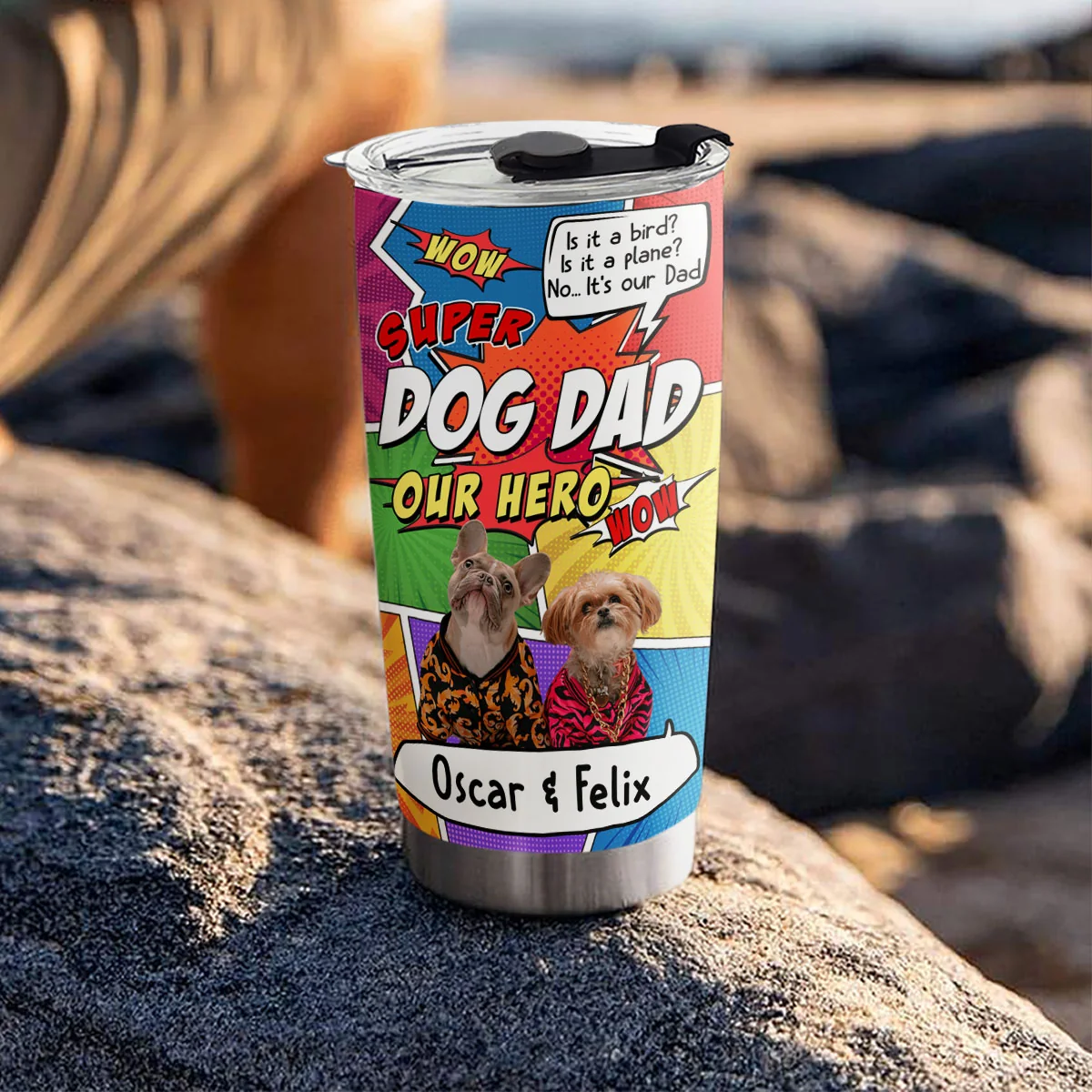 Super Dog Dad Photo - Personalized Custom Tumbler - Image 2