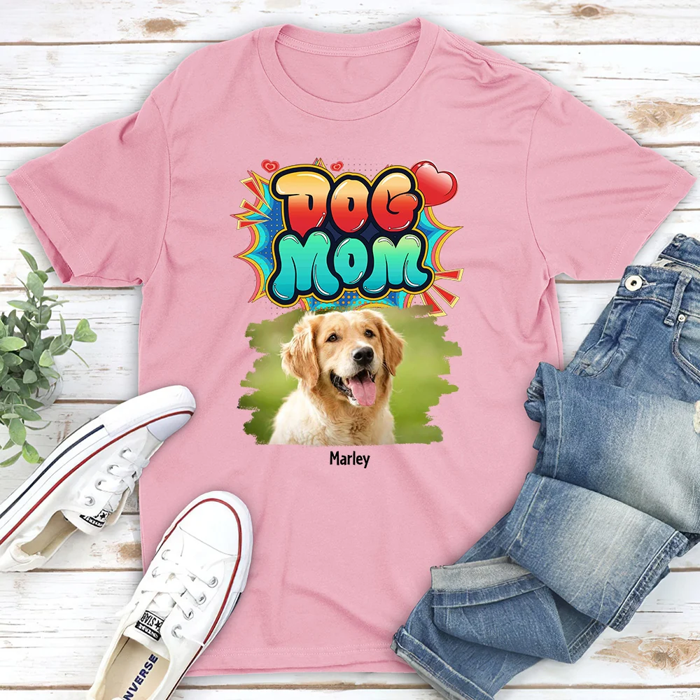 Sweet Dog Mom Photo - Personalized Custom Unisex T-Shirt - Image 2
