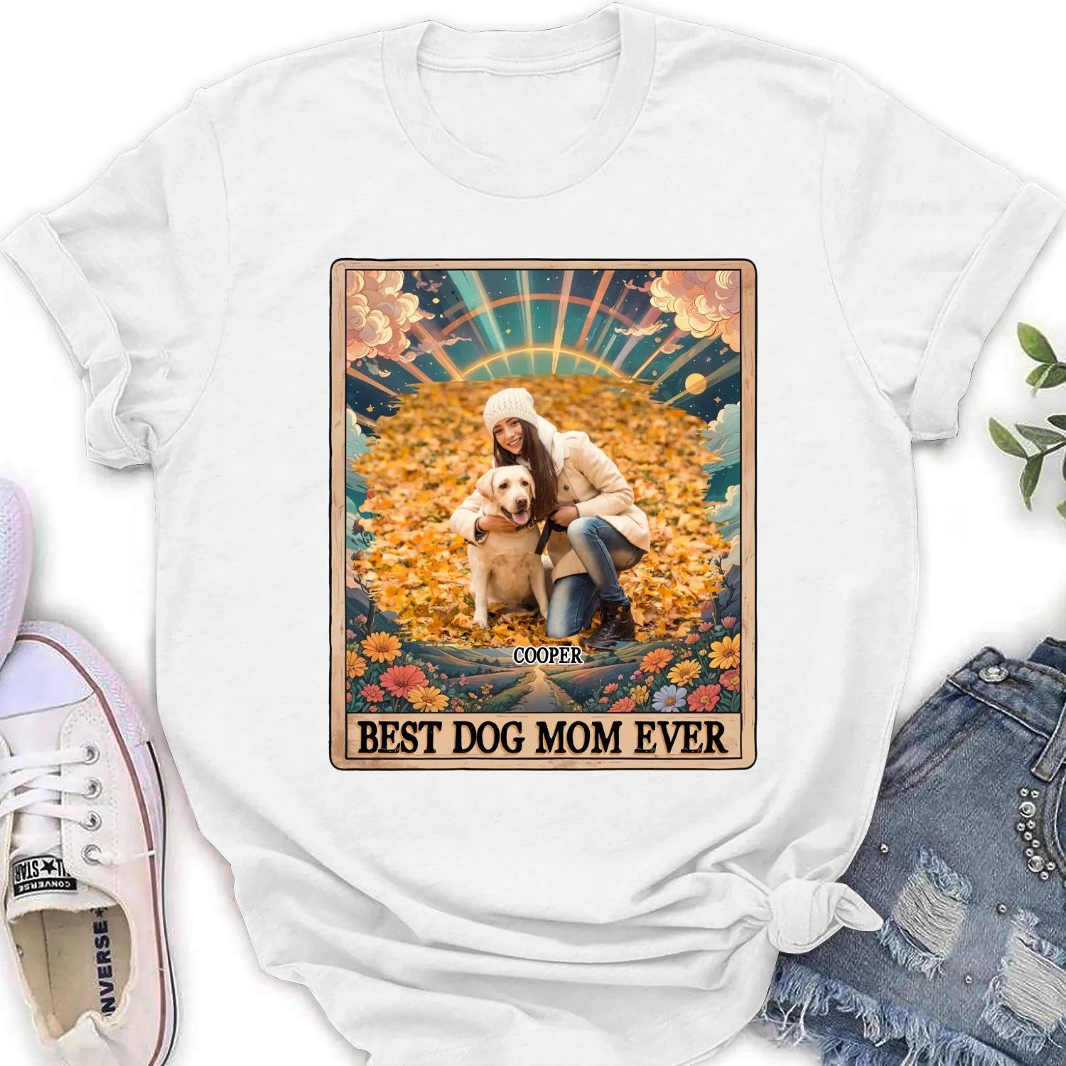 Tarot Dog Mom Photo - Personalized Custom Women's T-shirt - Image 3