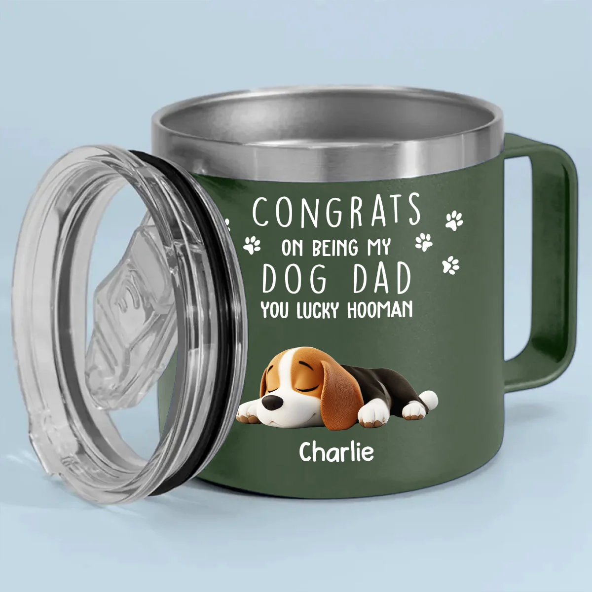 Thank You For Putting Up - Personalized Custom 14oz Stainless Steel Tumbler With Handle - Image 2
