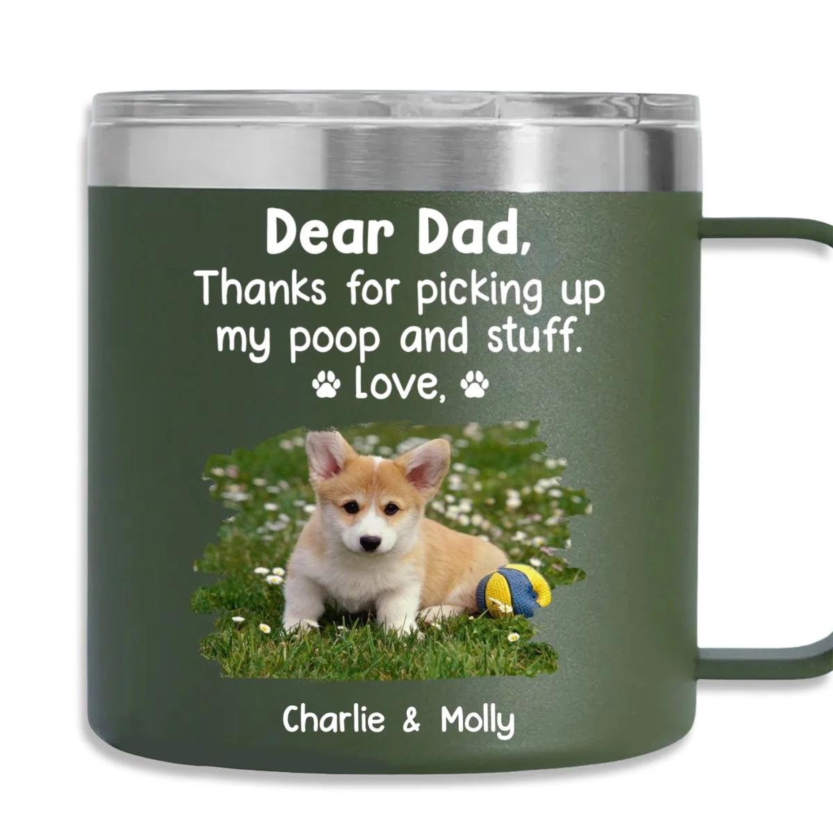 Thanks For Being My Human Servant Photo - Personalized Custom 14oz Stainless Steel Tumbler With Handle - Image 7