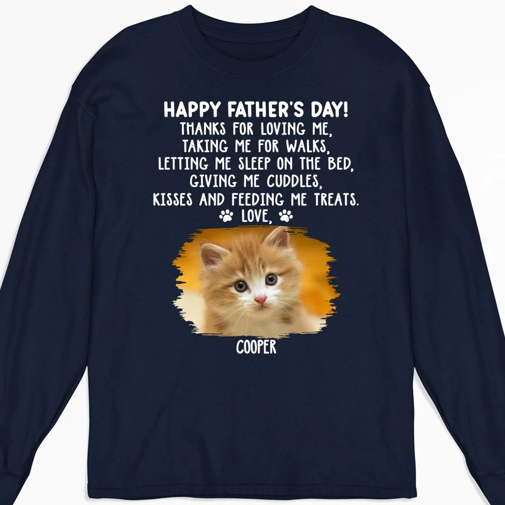 Thanks For Loving Me Cat Dad Photo 2 - Personalized Custom Long Sleeve T-shirt - Image 4