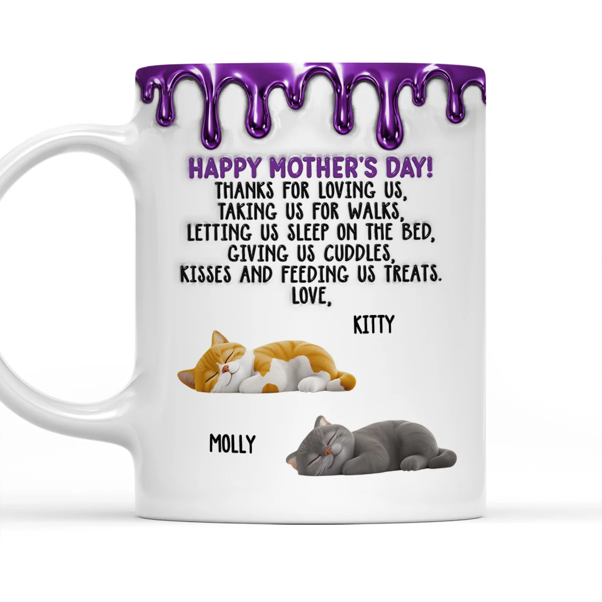 Thanks For Loving Me Cat Mom - Personalized Custom 3D Effect Coffee Mug