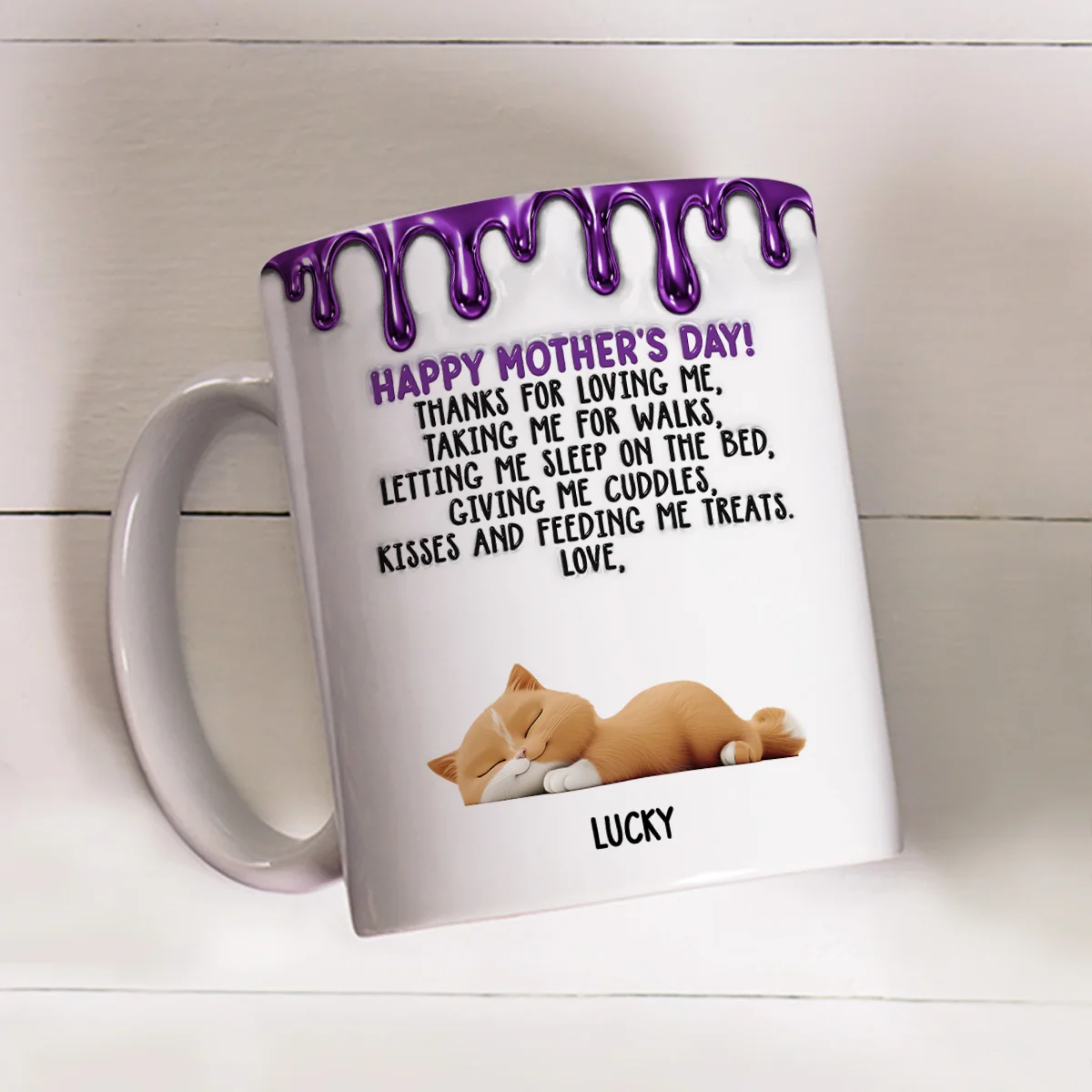 Thanks For Loving Me Cat Mom - Personalized Custom 3D Effect Coffee Mug - Image 2