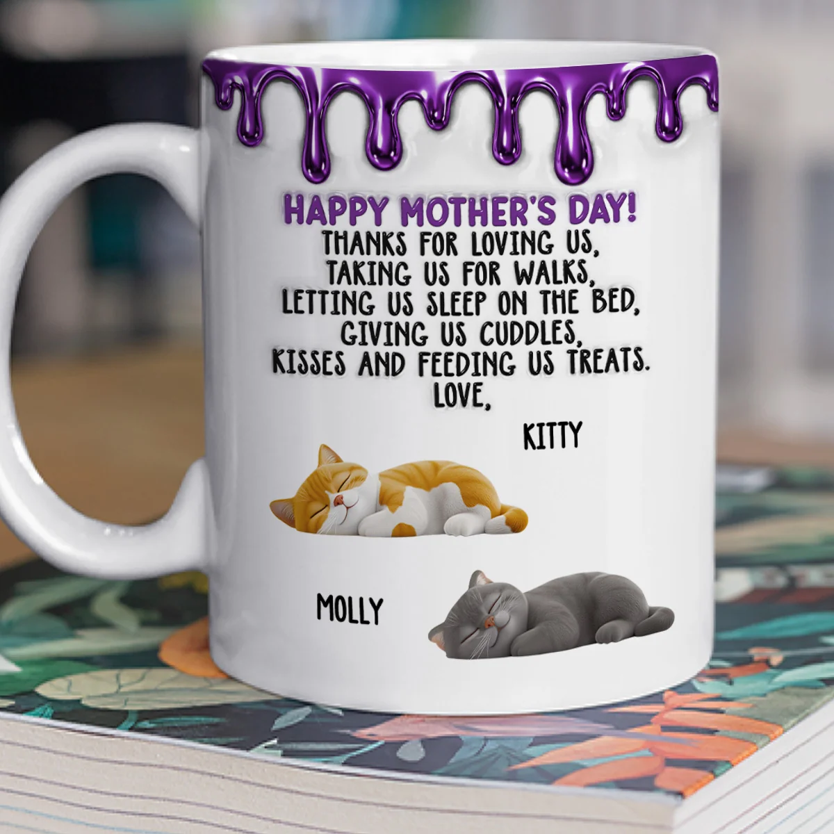 Thanks For Loving Me Cat Mom - Personalized Custom 3D Effect Coffee Mug - Image 3