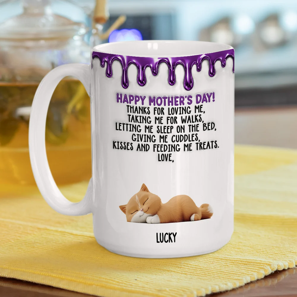 Thanks For Loving Me Cat Mom - Personalized Custom 3D Effect Coffee Mug - Image 4