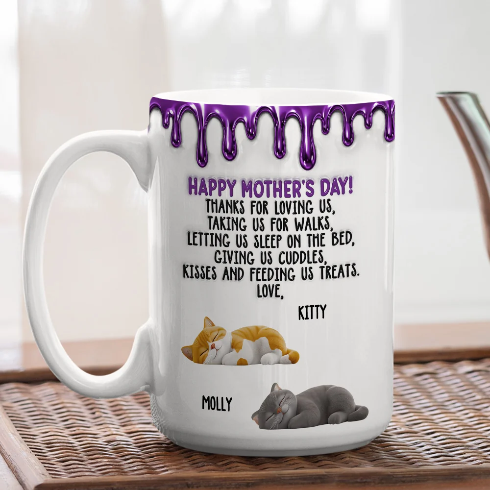 Thanks For Loving Me Cat Mom - Personalized Custom 3D Effect Coffee Mug - Image 5