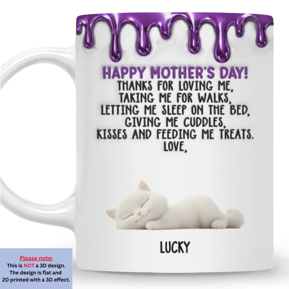 Thanks For Loving Me Cat Mom - Personalized Custom 3D Effect Coffee Mug - Image 7
