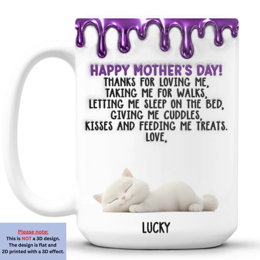 Thanks For Loving Me Cat Mom - Personalized Custom 3D Effect Coffee Mug - Image 8