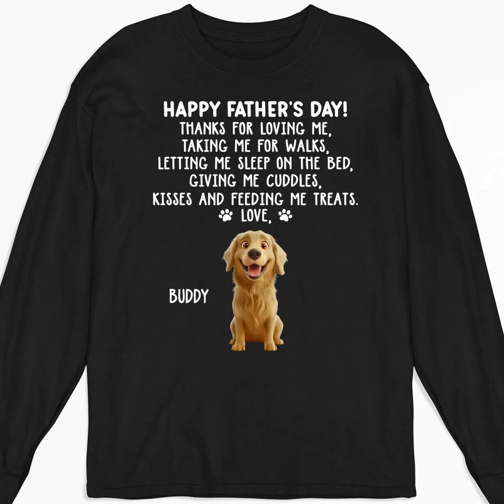 Thanks For Loving Me Dog Dad - Personalized Custom Long Sleeve T-Shirt - Image 4