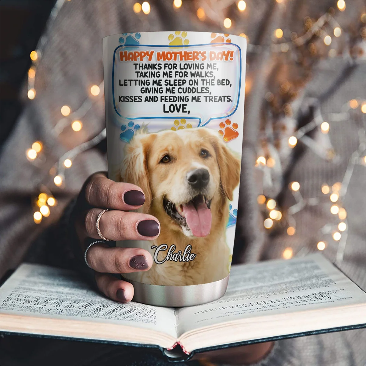 Thanks For Loving Me Mom 2 Photo - Personalized Custom 3D Inflated Effect Tumbler - Image 3