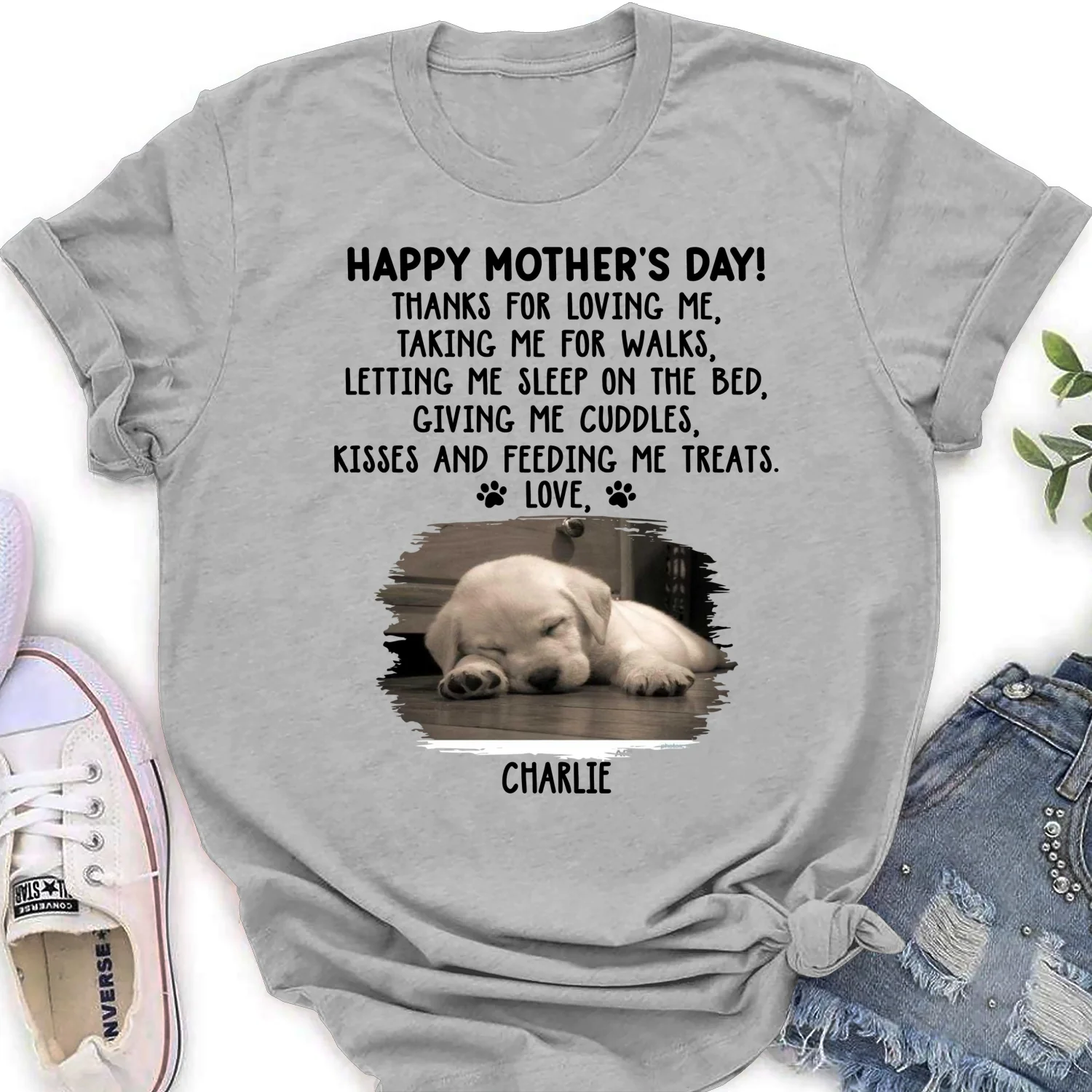 Thanks For Loving Me Mom Photo - Personalized Custom Women's T-shirt - Image 3