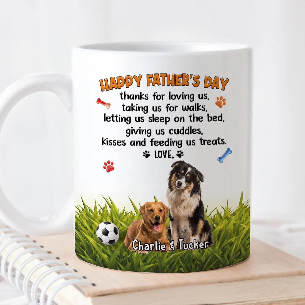 Thanks For Taking Me For Walks Dad Photo - Personalized Custom 3D Inflated Effect Coffee Mug - Image 2