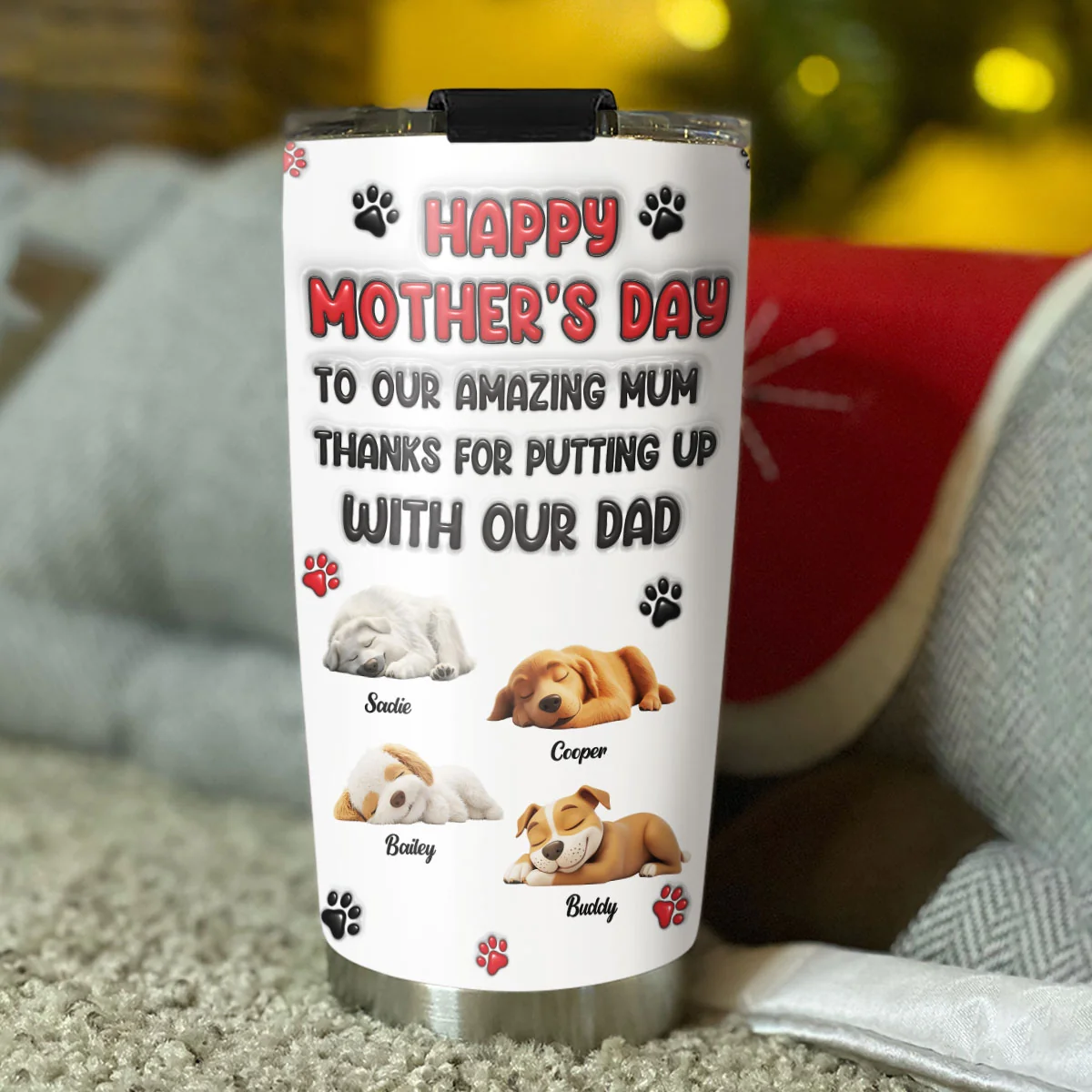 Thanks My Lovely Dog Mom - Personalized Custom 3D Inflated Effect Tumbler - Image 5