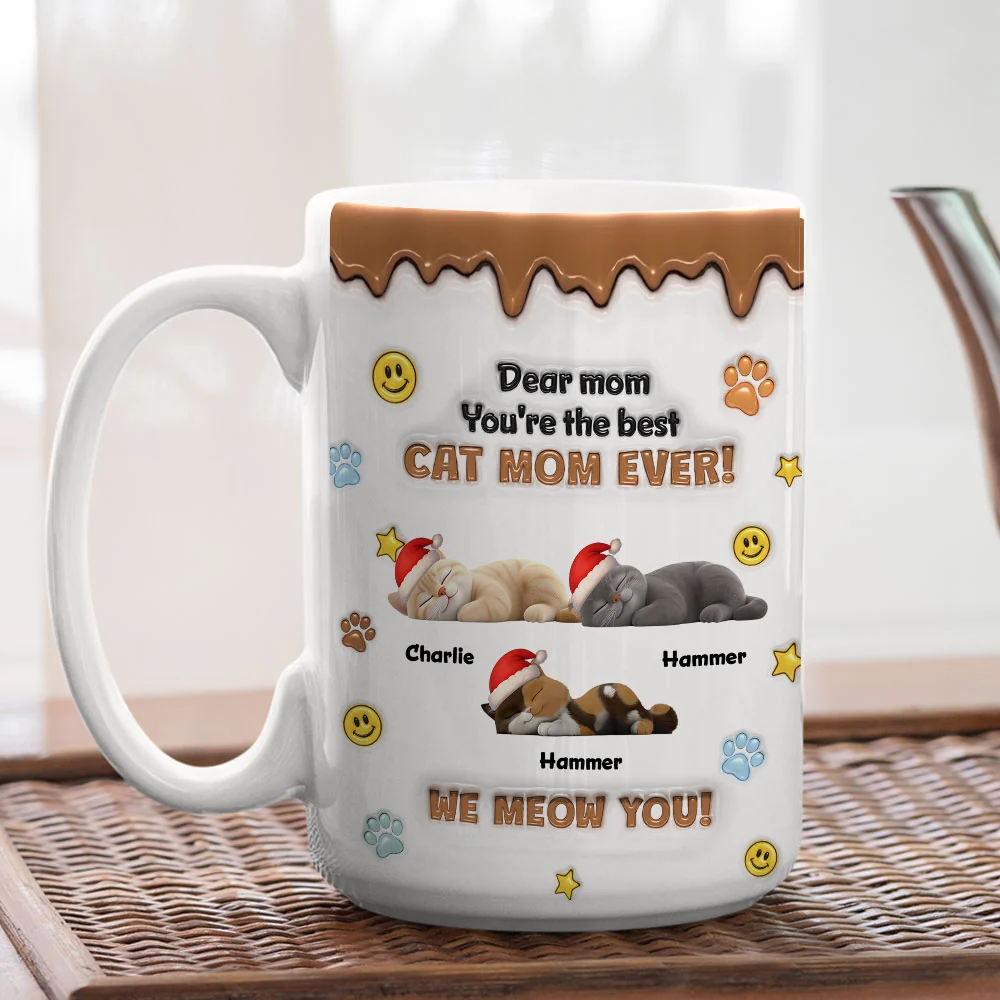 The Best Christmas Cat Parents - Personalized Custom 3D Inflated Effect Mug - Image 3