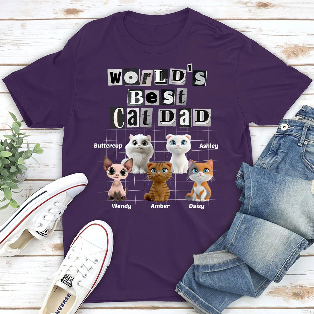 The Best Dad Cat - Personalized Custom Unisex T-shirt - Image 3