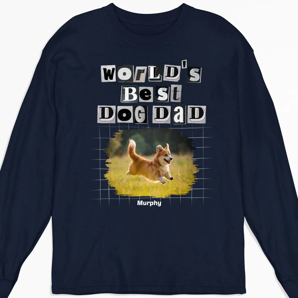 The Best Dad Dog Version Photo - Personalized Custom Long Sleeve T-shirt - Image 4