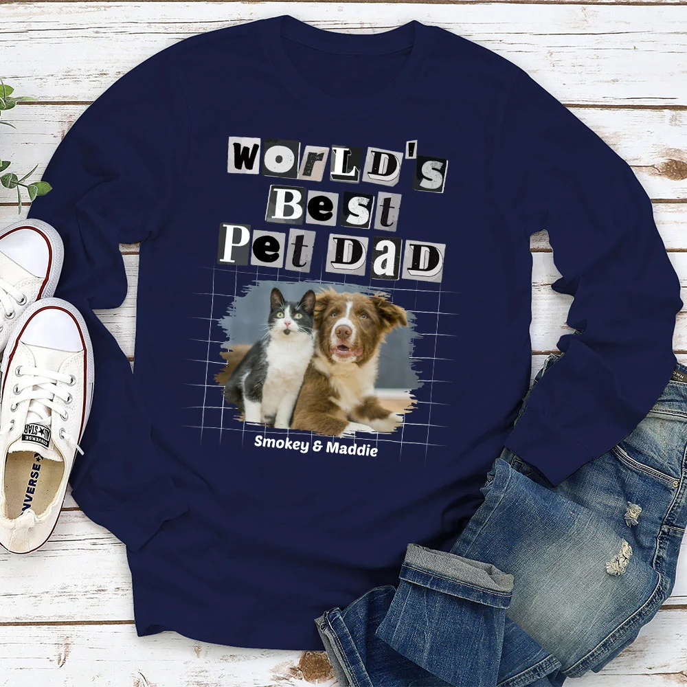 The Best Dad Photo - Personalized Custom Long Sleeve T-shirt - Image 2