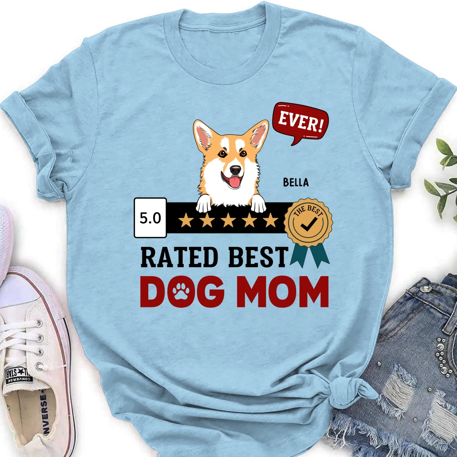 The Best Dog Mom Ever - Personalized Custom Women's T-Shirt - Image 9