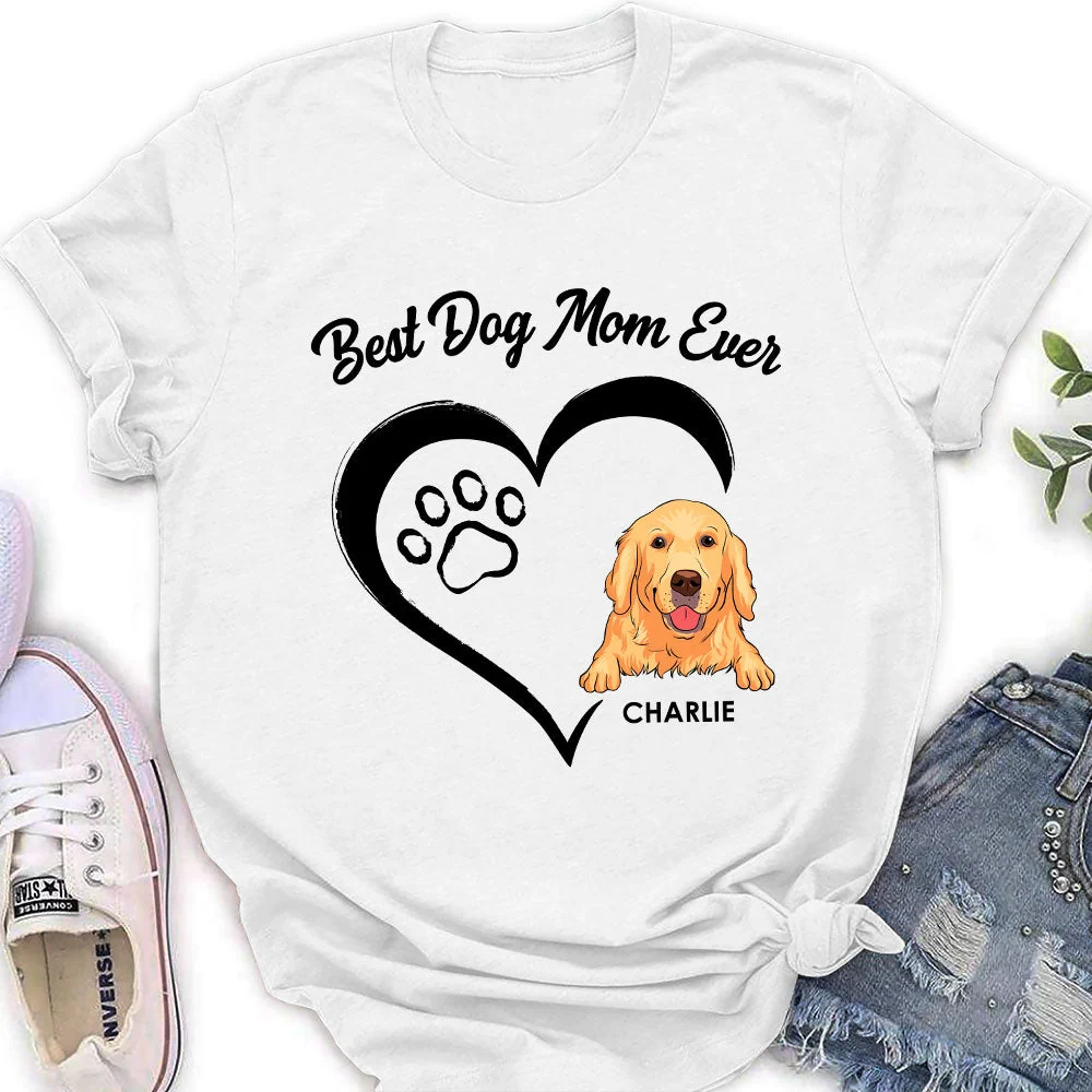 The Best Dog Mum Ever - Personalized Custom Women's T-shirt - Image 2