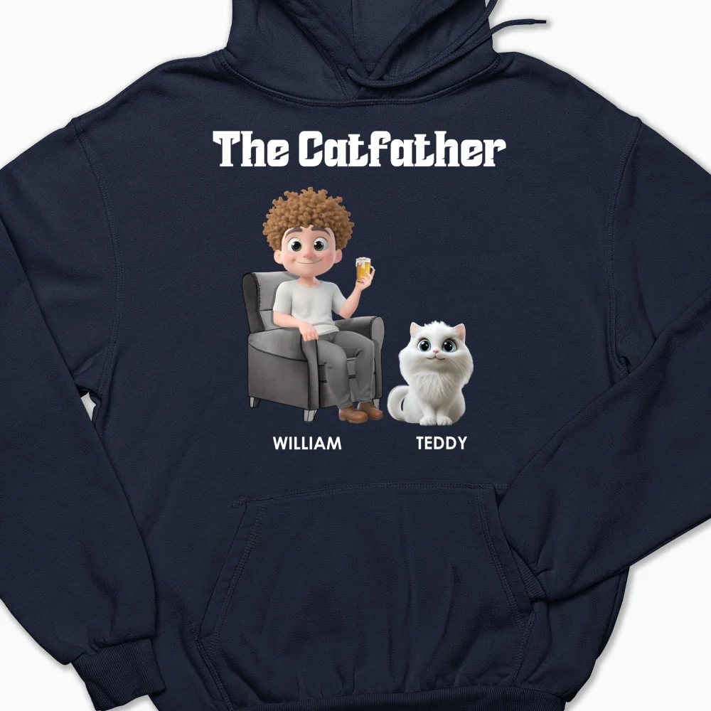 The Catfather Cartoon - Personalized Custom Hoodie - Image 6