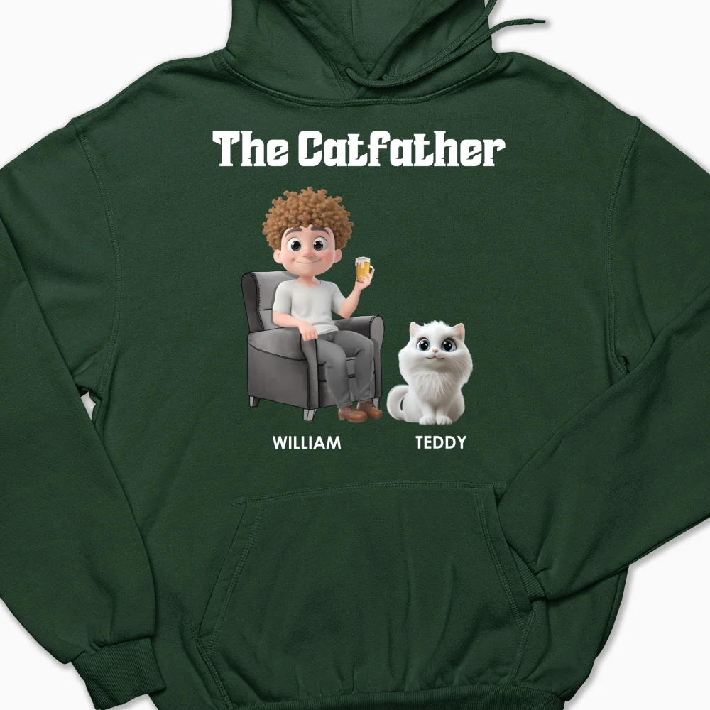 The Catfather Cartoon - Personalized Custom Hoodie - Image 8