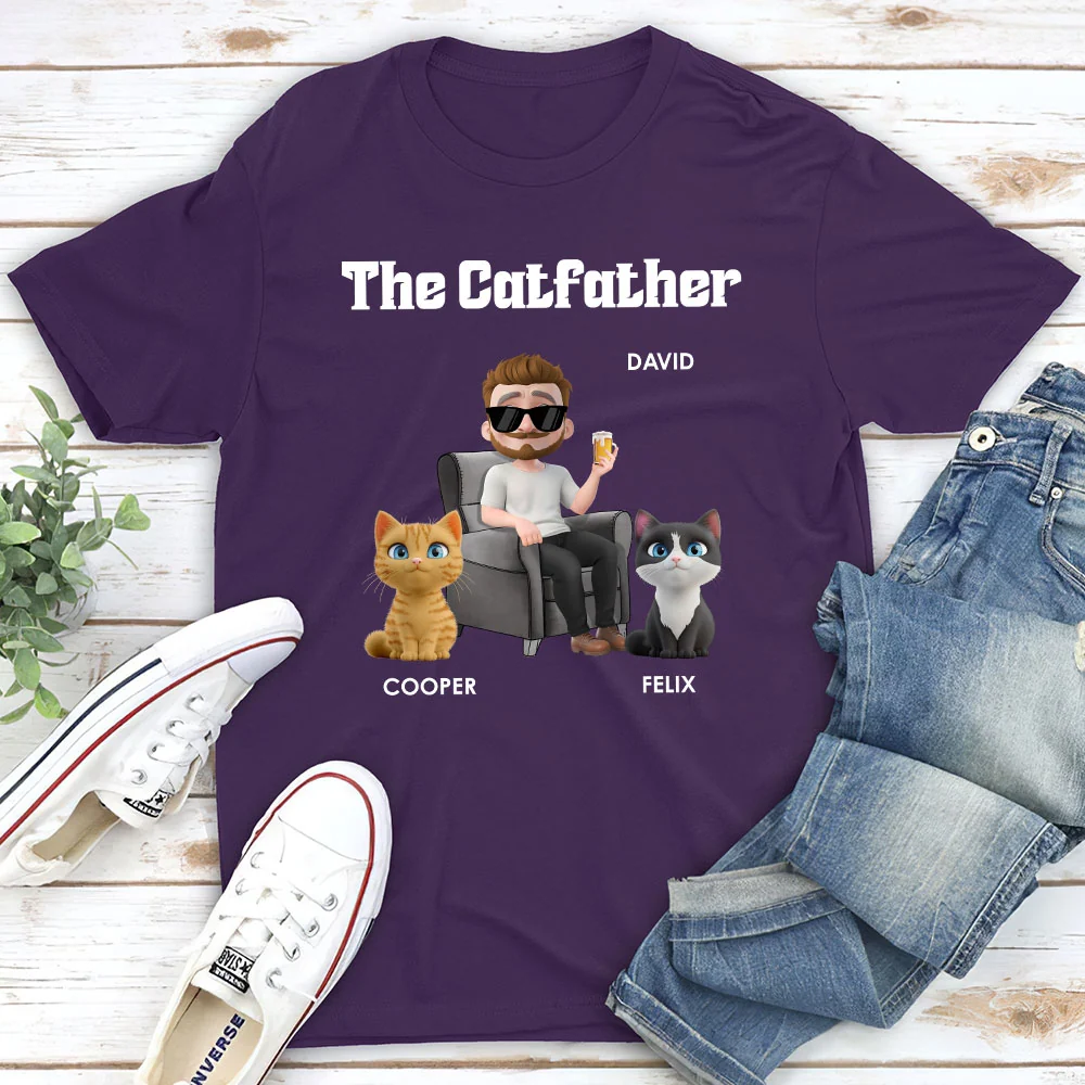 The Catfather Cartoon - Personalized Custom Unisex T-shirt - Image 4
