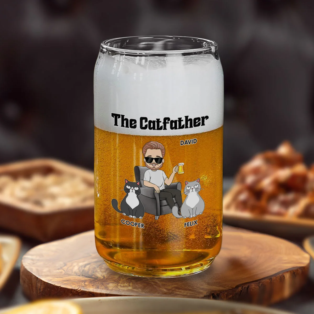 The Catfather - Personalized Custom Beer Can Glass