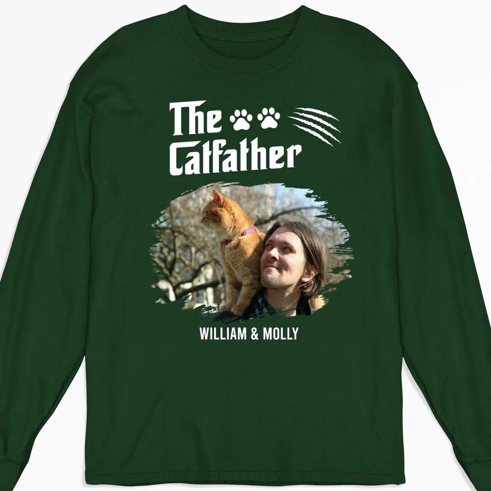The Catfather Photo - Personalized Custom Long Sleeve T-Shirt - Image 5