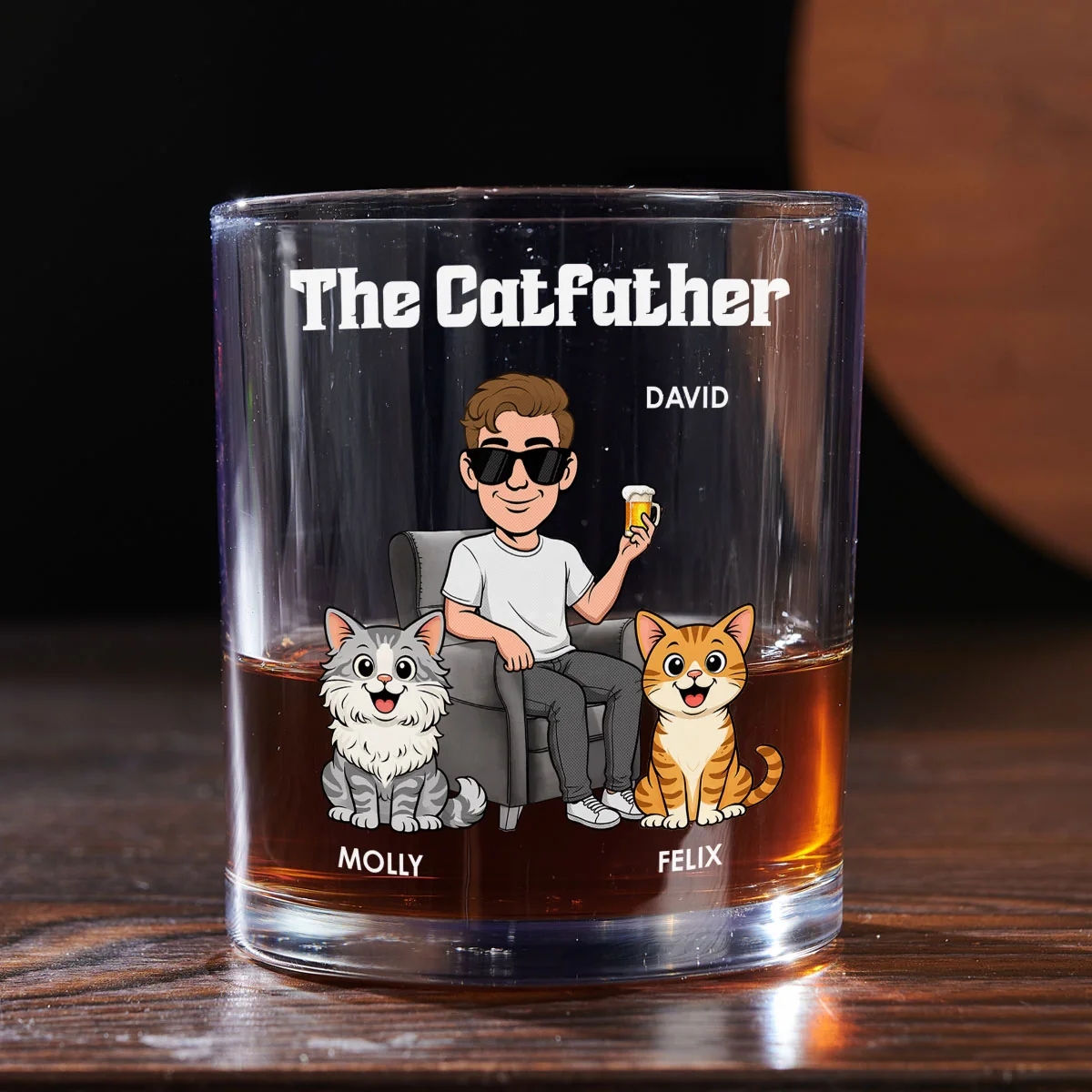 The Catfather Retro - Personalized Custom Whiskey Glass - Image 4