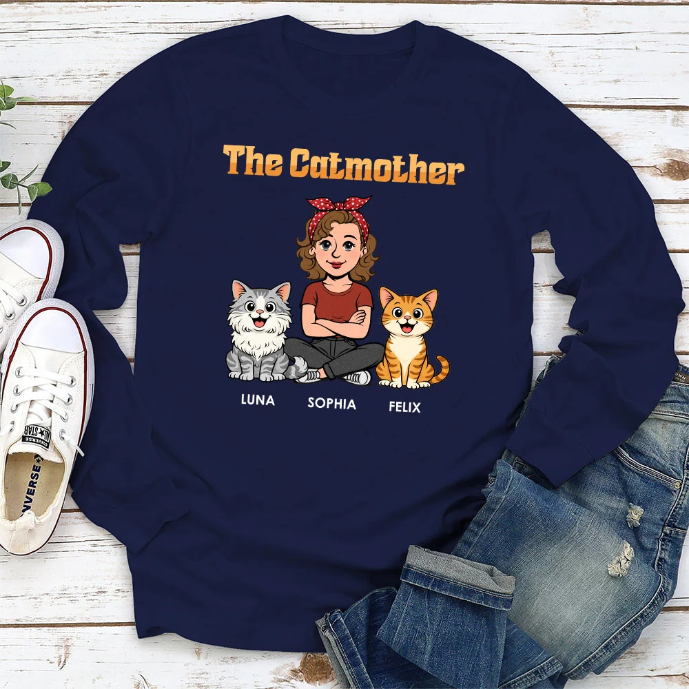 The Catmother Retro - Personalized Custom Long Sleeve T-shirt - Image 2