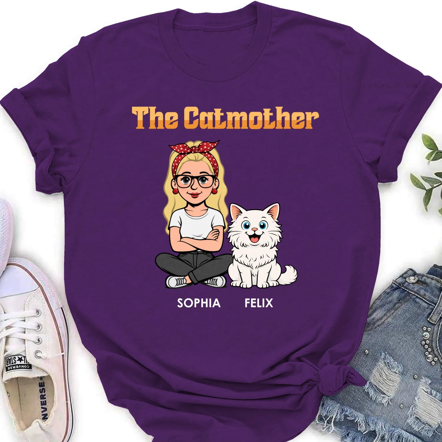 The Catmother Retro - Personalized Custom Women's T-shirt - Image 9