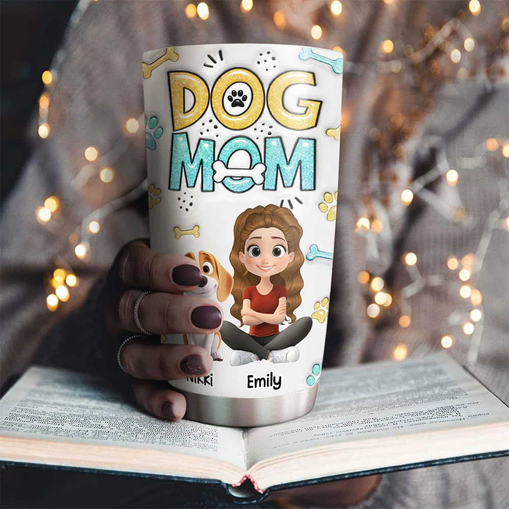 The Dog Mom - Personalized Custom 3D Inflated Effect Tumbler - Image 3