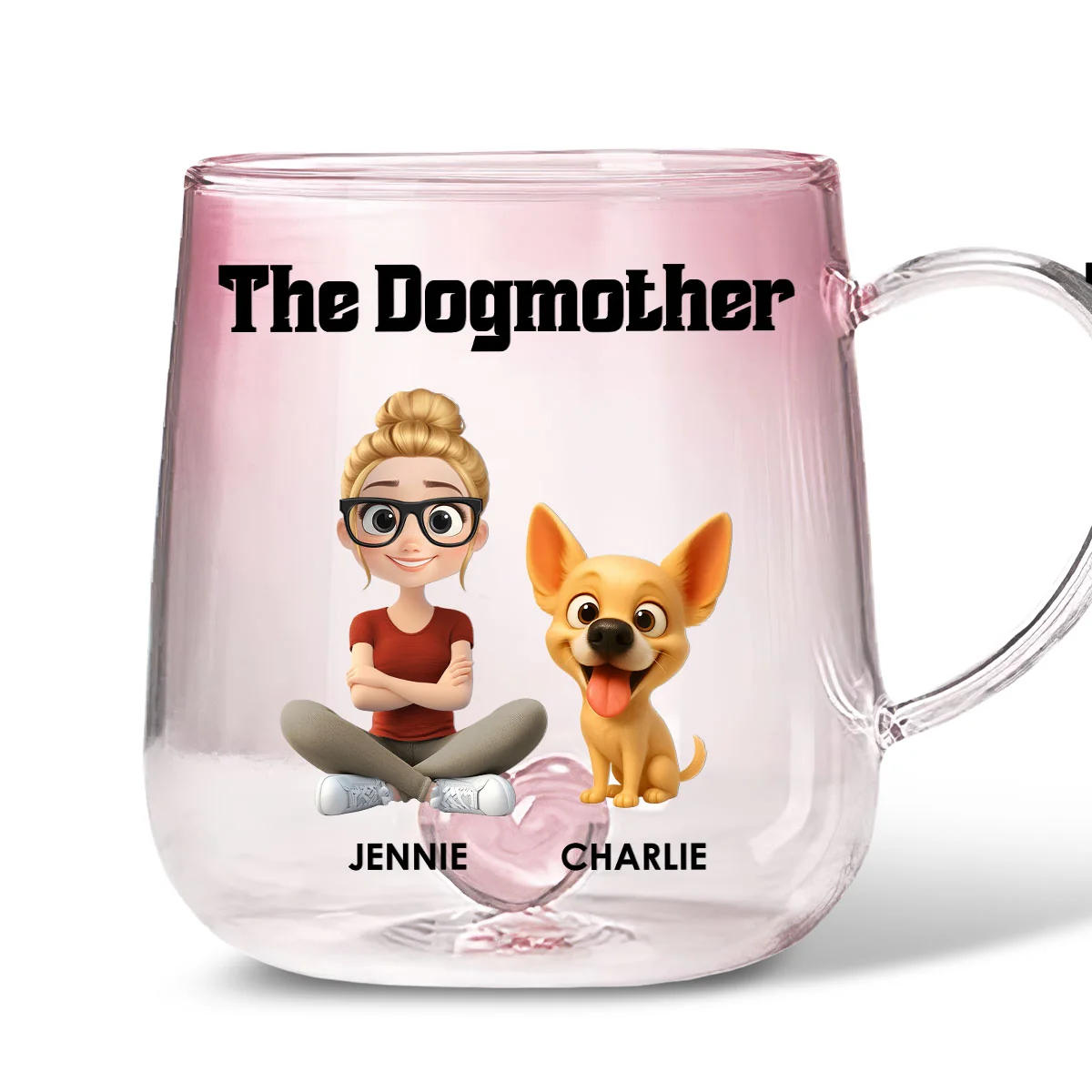 The Dog Mom - Personalized Custom Pink Gradient Glass Mug
