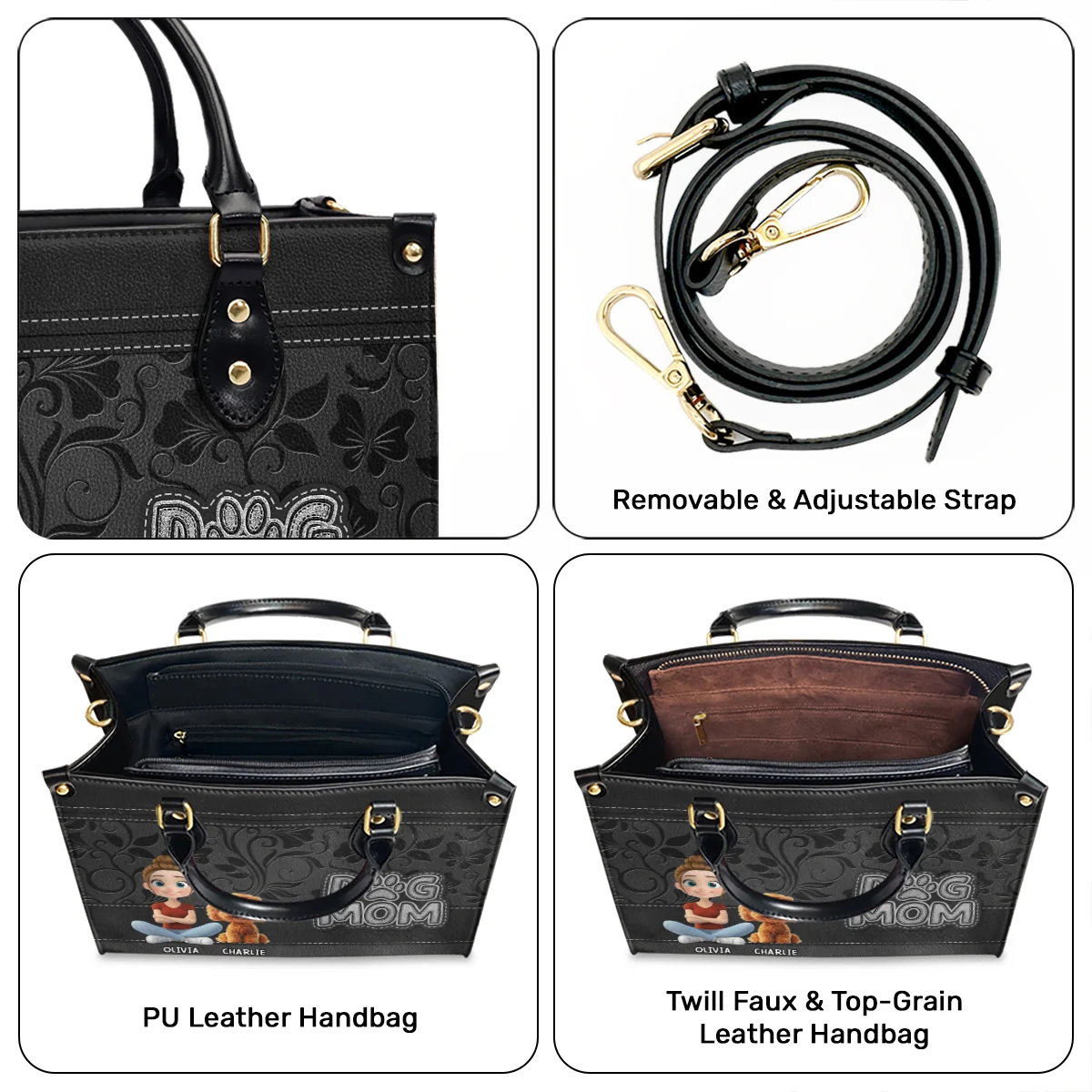 The Dog Mom Photo - Personalized Custom Leather Bag - Image 3
