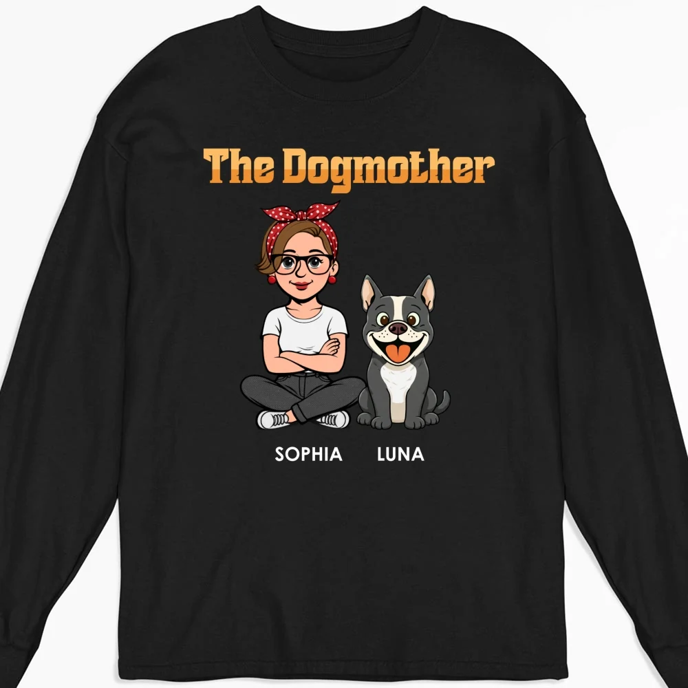 The Dogmother Retro - Personalized Custom Long Sleeve T-Shirt - Image 4