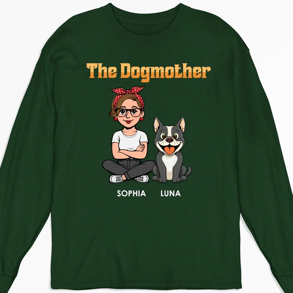 The Dogmother Retro - Personalized Custom Long Sleeve T-Shirt - Image 6