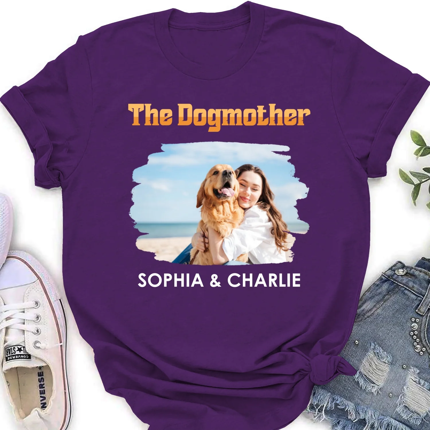The Dogmother Retro Photo - Personalized Custom Women's T-Shirt - Image 7
