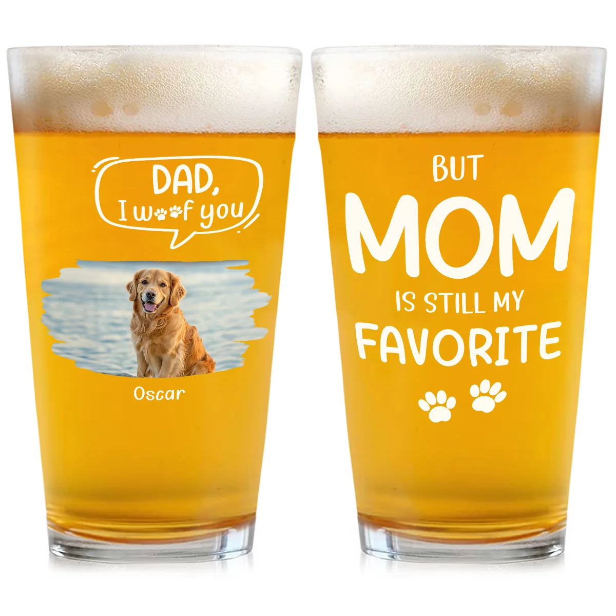 The Favorite One Is Photo - Personalized Custom Beer Glass