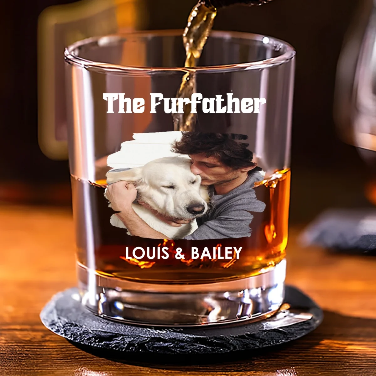 The Furfather Cartoon Version 2 Photo - Personalized Custom Whiskey Glass - Image 3