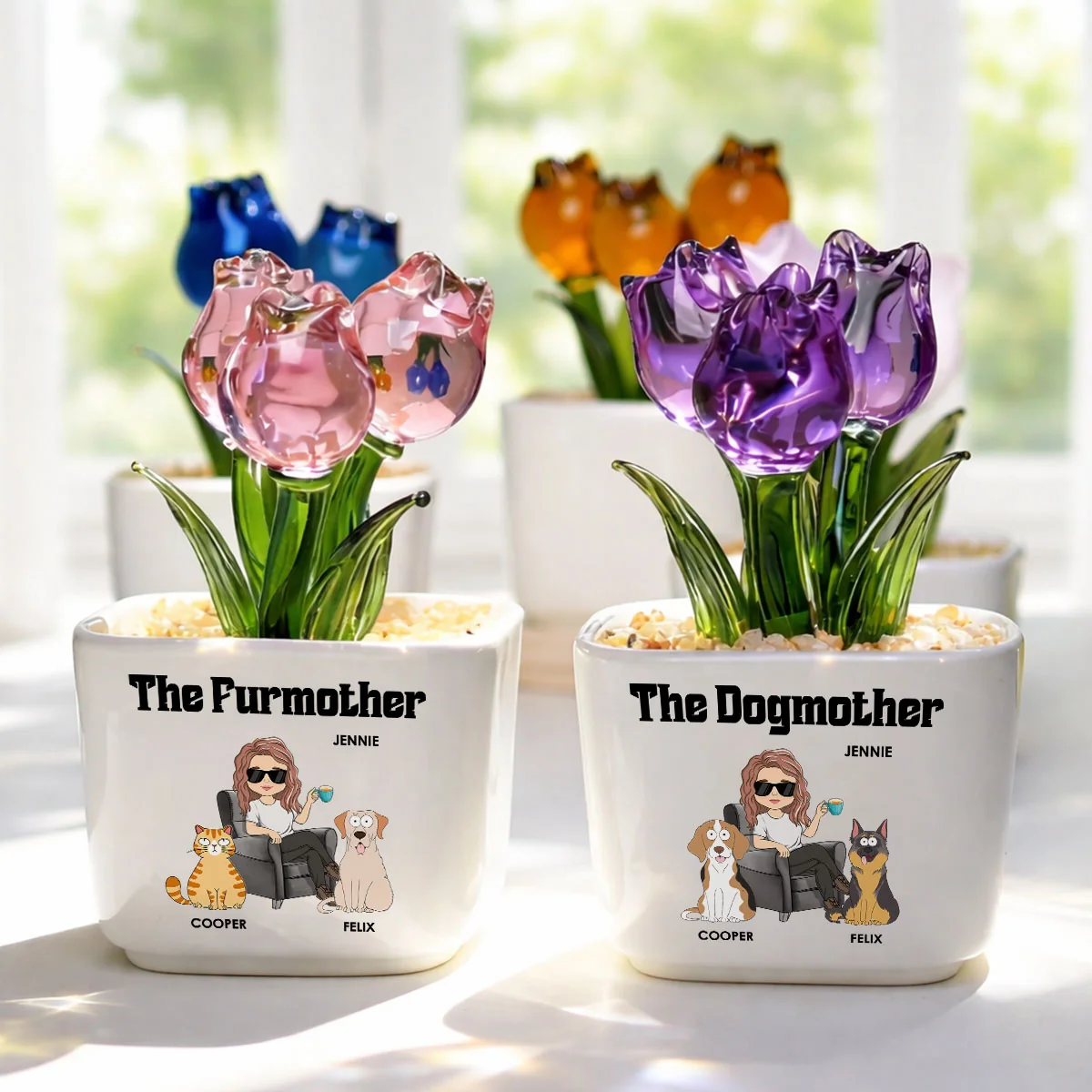 The Furmother - Personalized Custom Glass Everlasting Tulips - Image 3